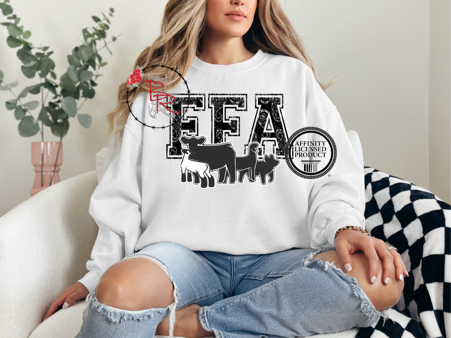 FFA Black Paisley Animals Sweatshirt Crew