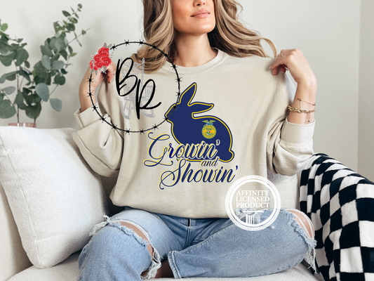 Growin' and Showin' with FFA Emblem with Rabbit Sweatshirt Crew