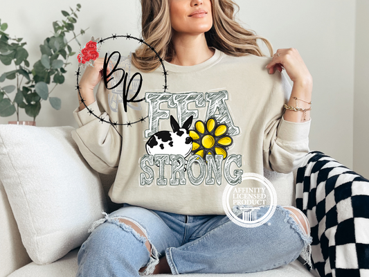 FFA Strong Yellow Blossom with Rabbit Sweatshirt Crew