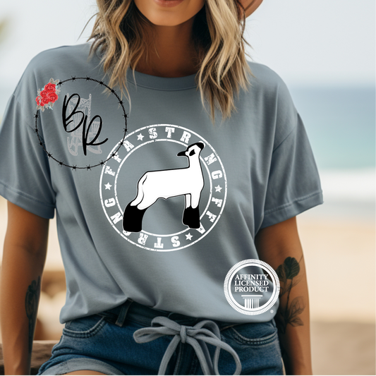 FFA Strong Round White Lamb Stockshow Stock Show T-Shirt Tee
