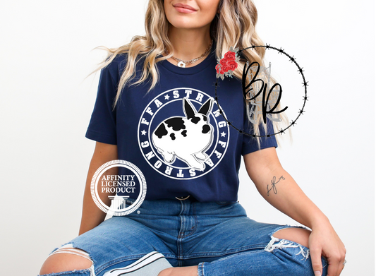 FFA Strong Round White Rabbit Stockshow Stock Show T-Shirt Tee