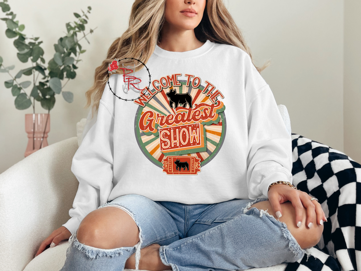 Stockshow Pig Welcome To The Greatest Show Ticket Sweatshirt Crew