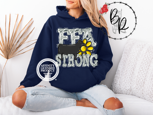 FFA Strong Yellow Blossom with Heifer Stockshow Stock Show Hoodie