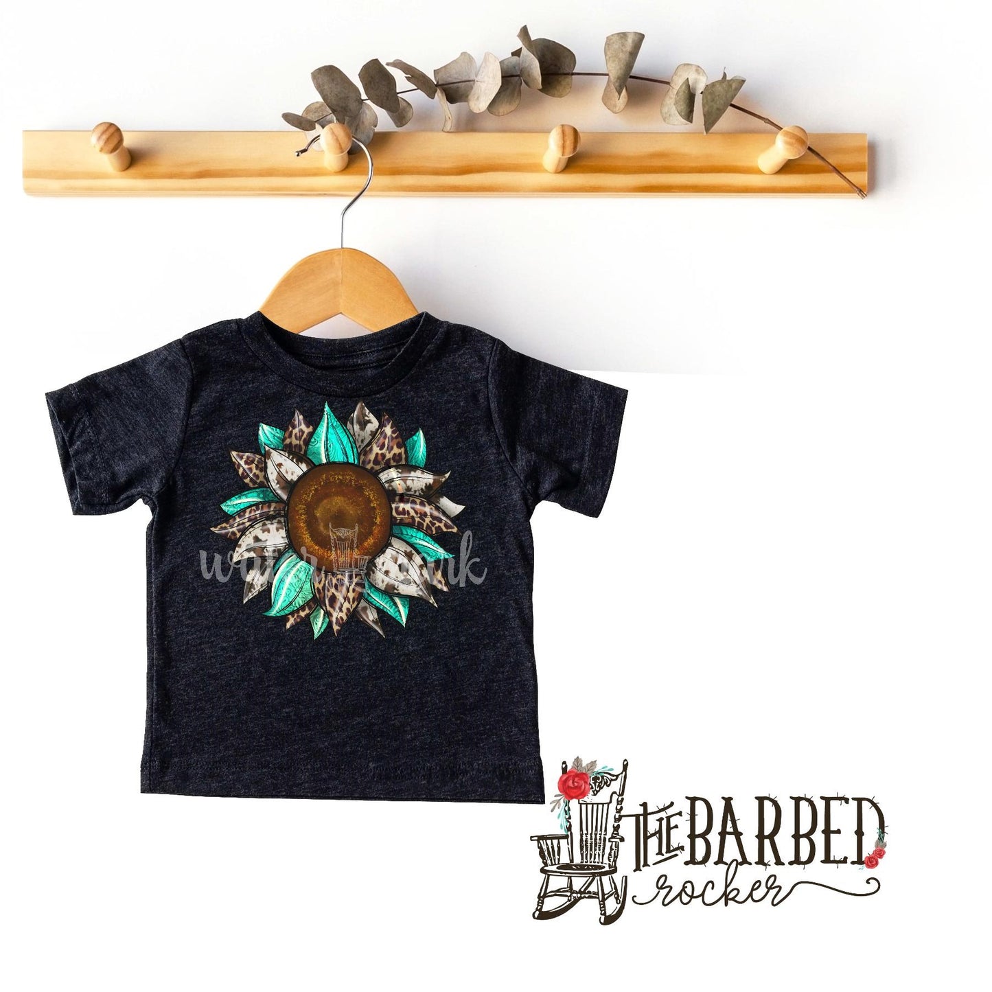 Toddler Cowhide Turquoise Sunflower T-Shirt