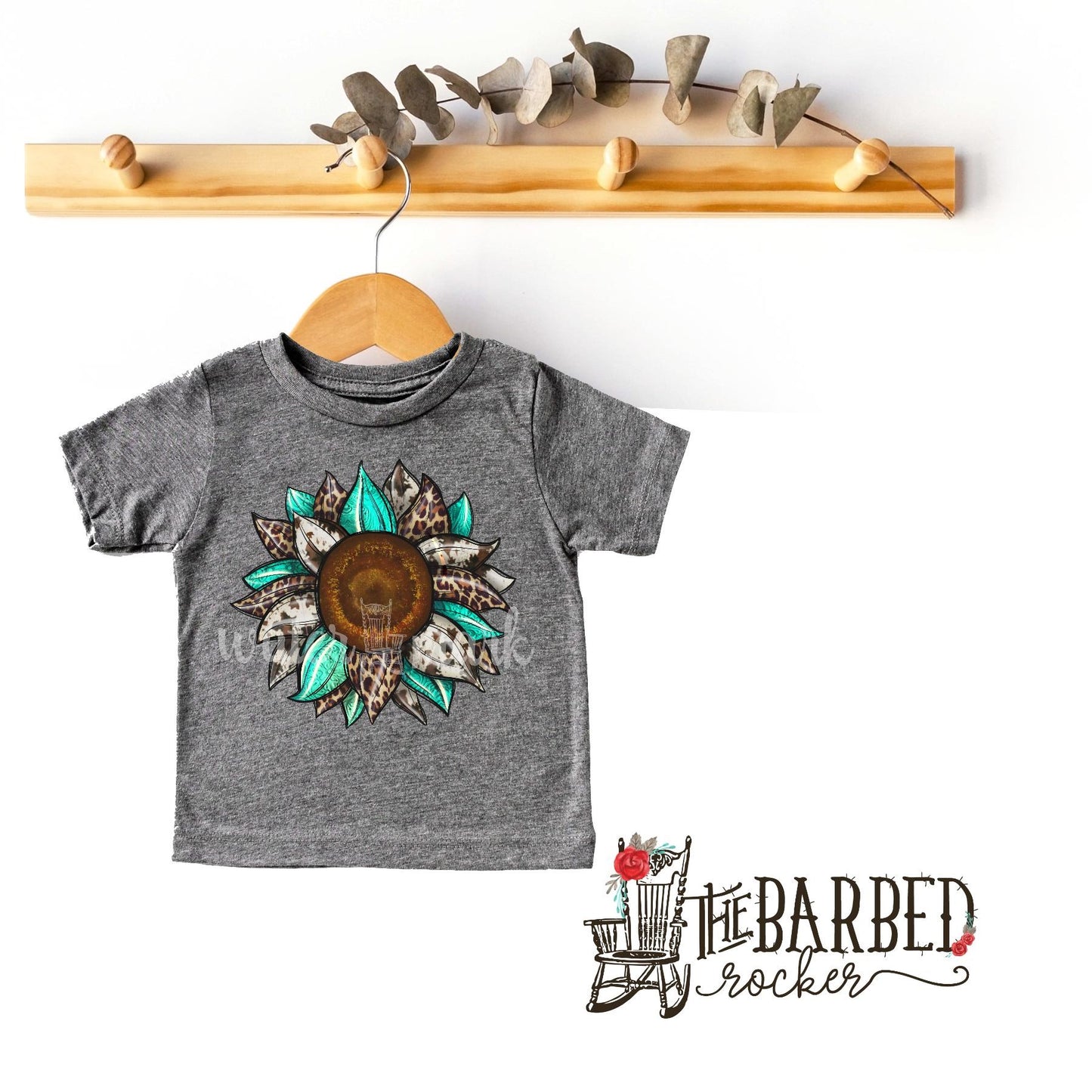 Toddler Cowhide Turquoise Sunflower T-Shirt