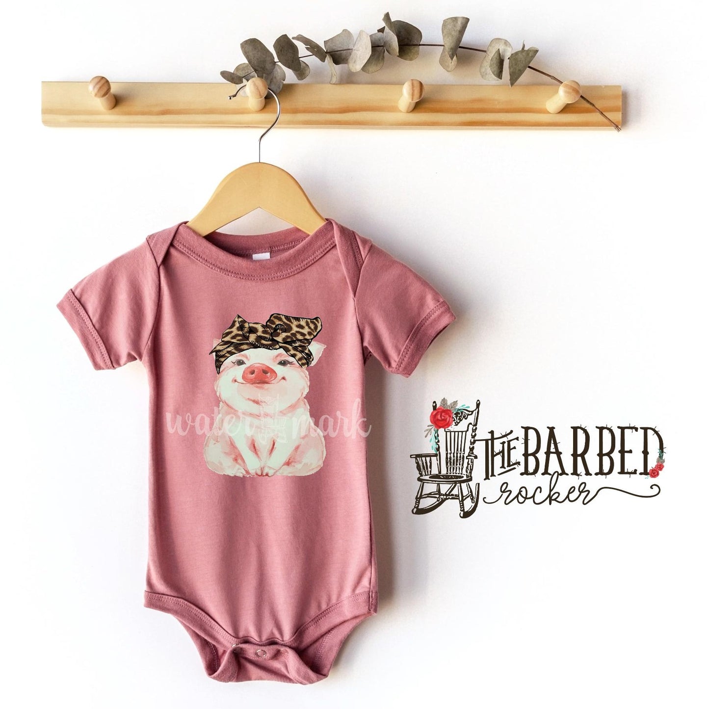 Infant Pig w Leopard Cheetah Headband Bodysuit