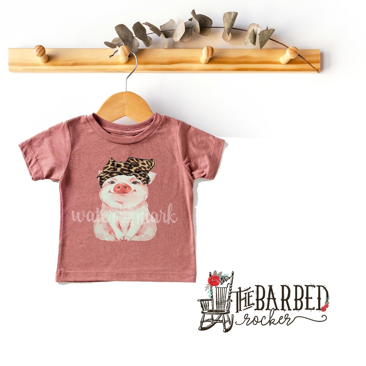 Toddler Pig with Leopard Cheetah Headband T-Shirt