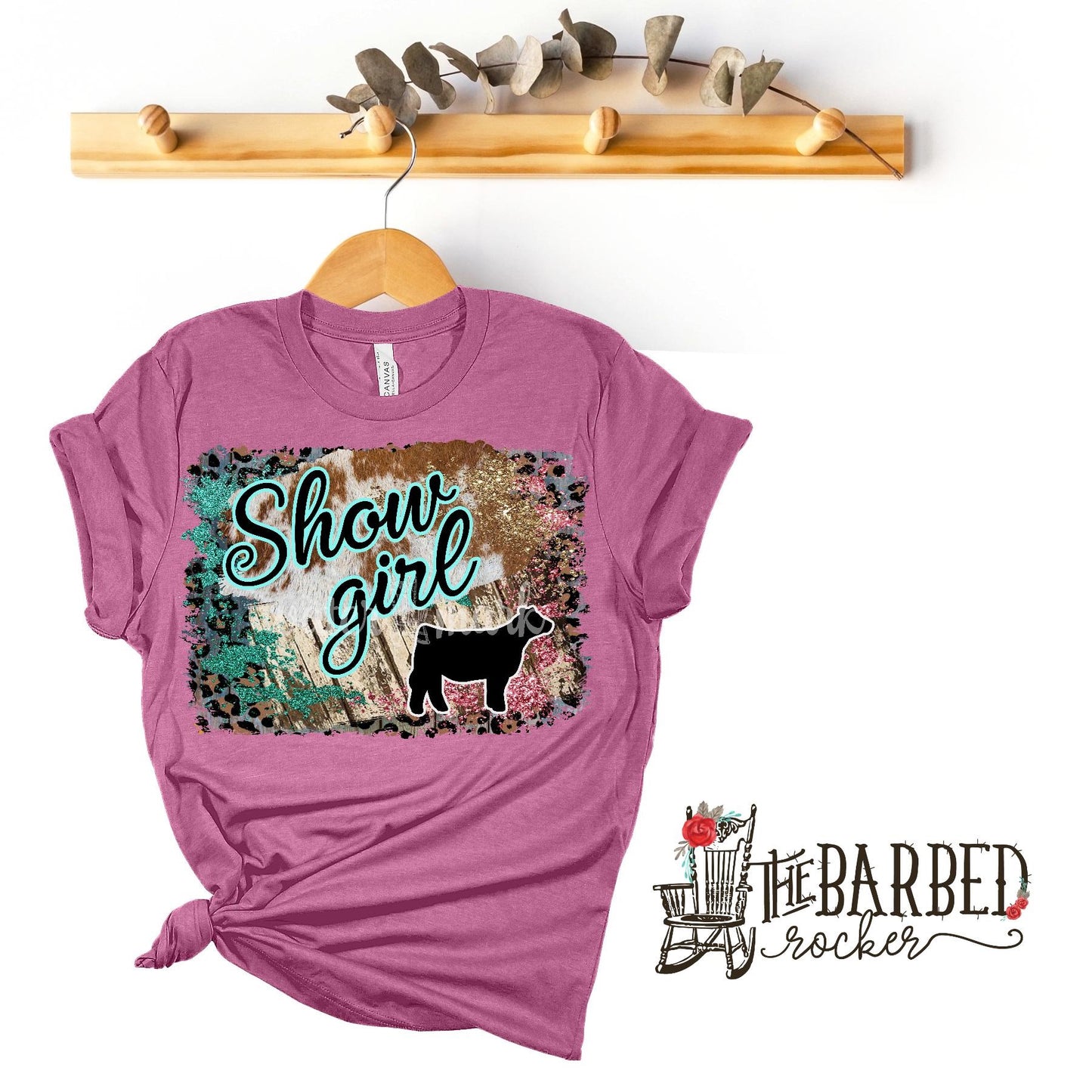 Youth Turquoise Pink "Show Girl" Heifer Stockshow Show Mom T-Shirt