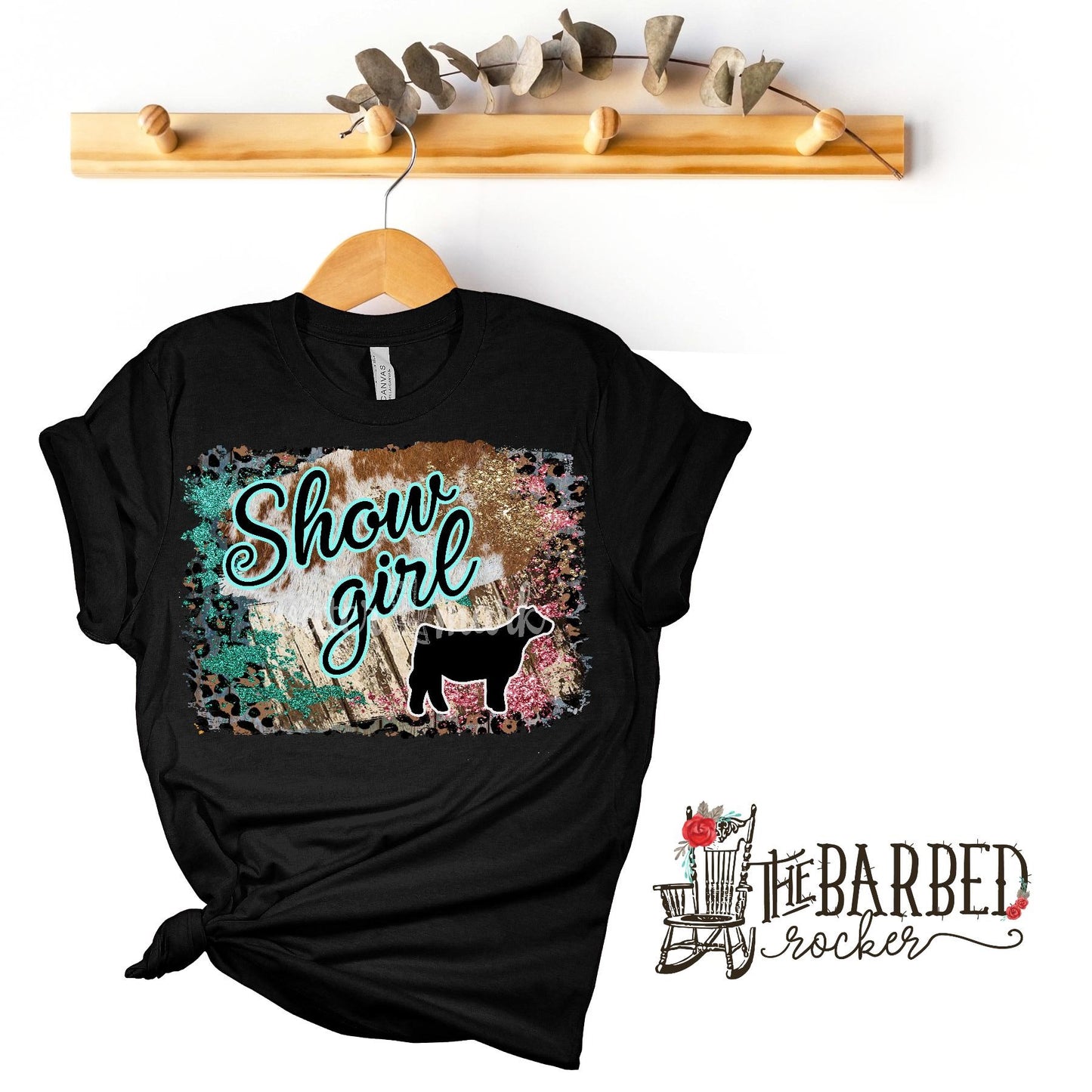 Youth Turquoise Pink "Show Girl" Heifer Stockshow Show Mom T-Shirt