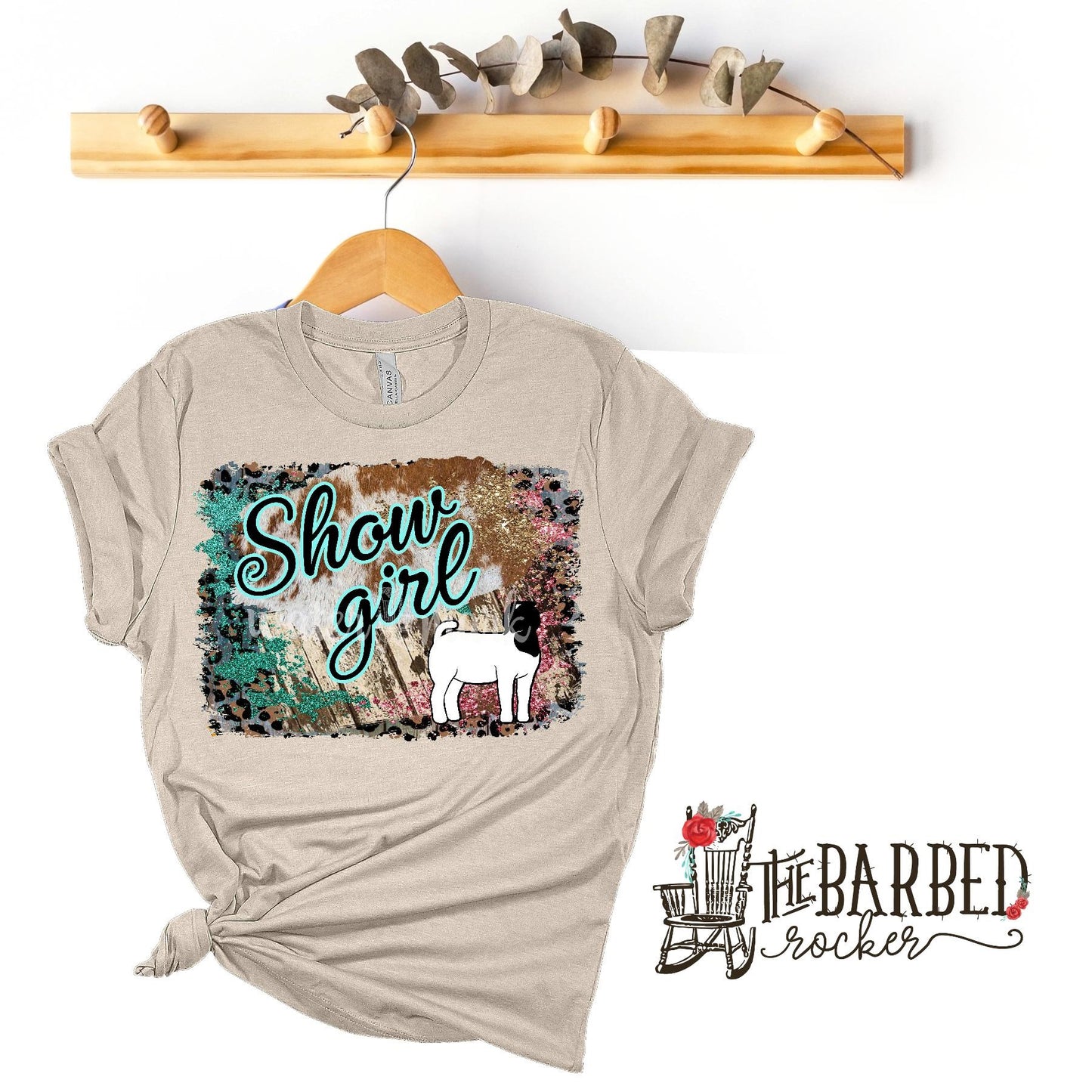 Youth Turquoise Pink "Show Girl" Boar Goat Stockshow Show Mom T-Shirt