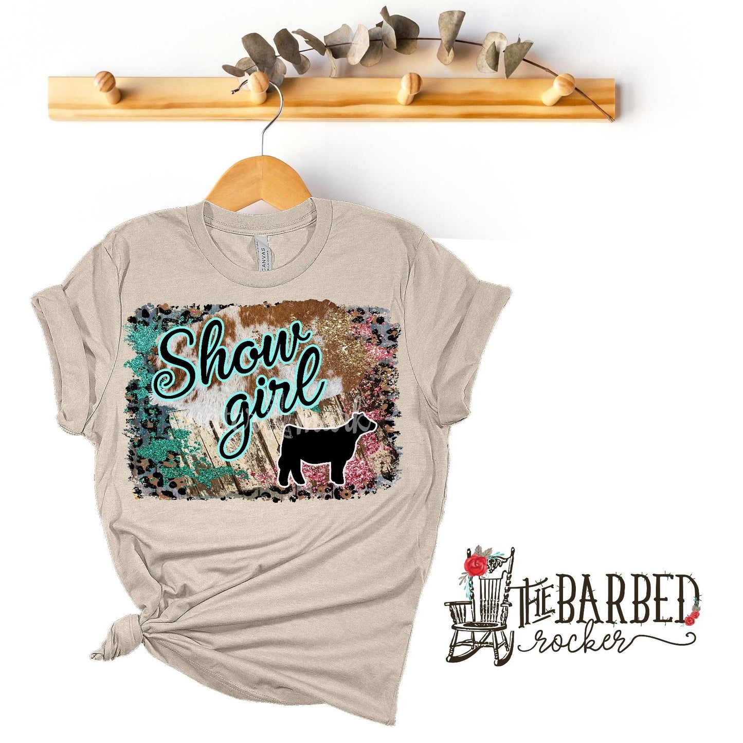 Youth Turquoise Pink "Show Girl" Heifer Stockshow Show Mom T-Shirt