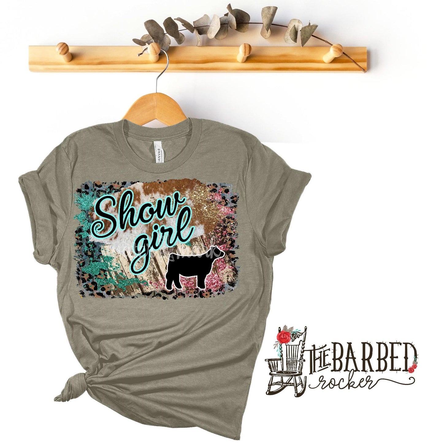 Youth Turquoise Pink "Show Girl" Heifer Stockshow Show Mom T-Shirt