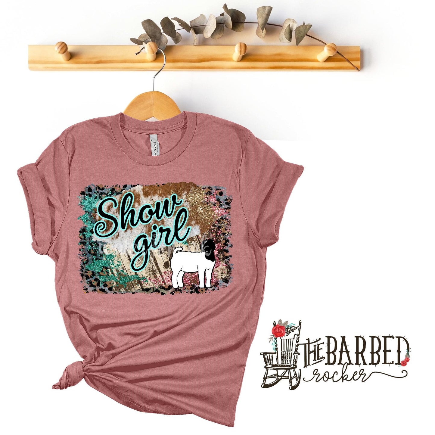 Youth Turquoise Pink "Show Girl" Boar Goat Stockshow Show Mom T-Shirt