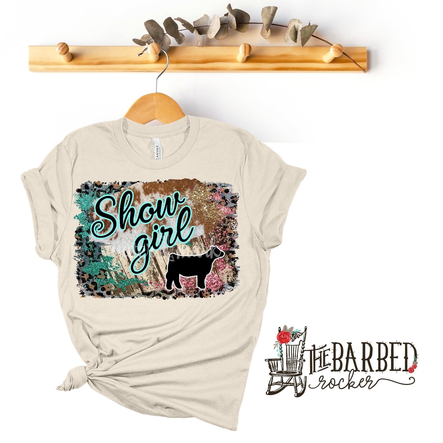 Youth Turquoise Pink "Show Girl" Heifer Stockshow Show Mom T-Shirt