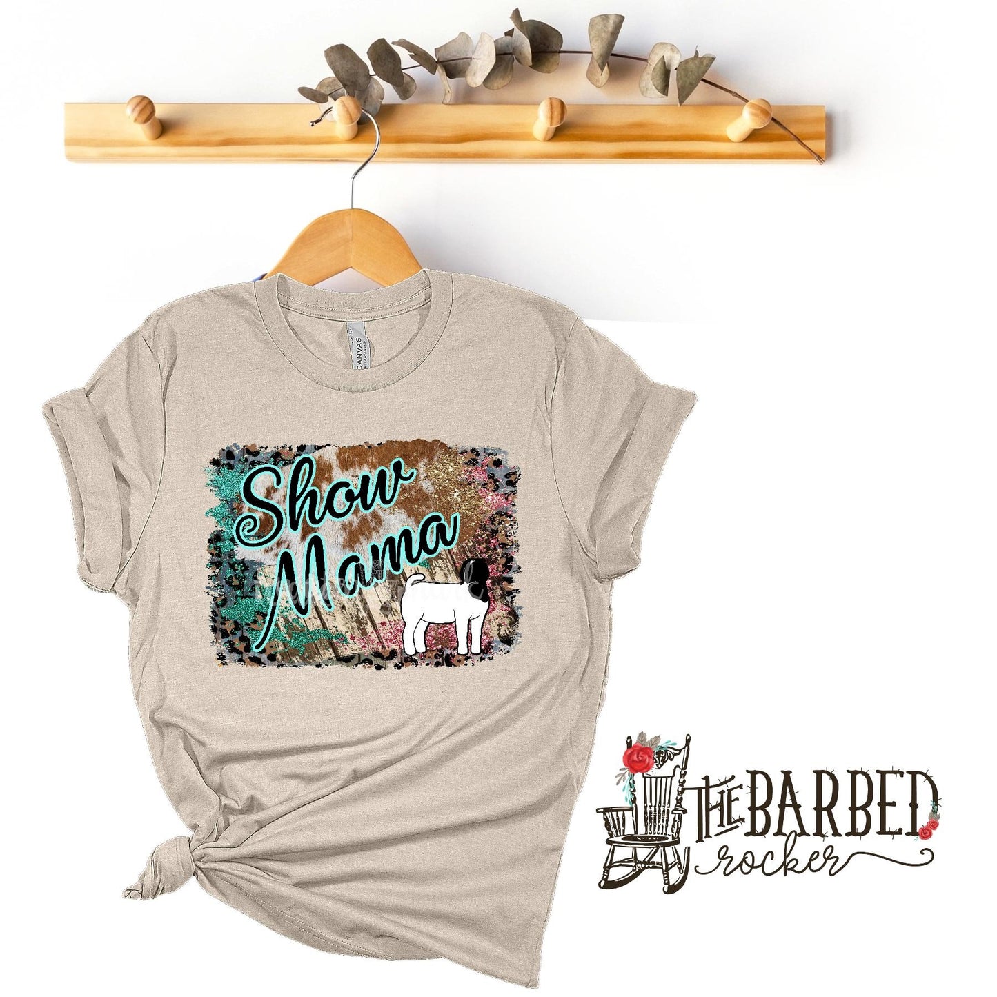 Turquoise and Pink "Show Mom Mamma Mama" Boer Goat Stockshow T-Shirt Show Girl