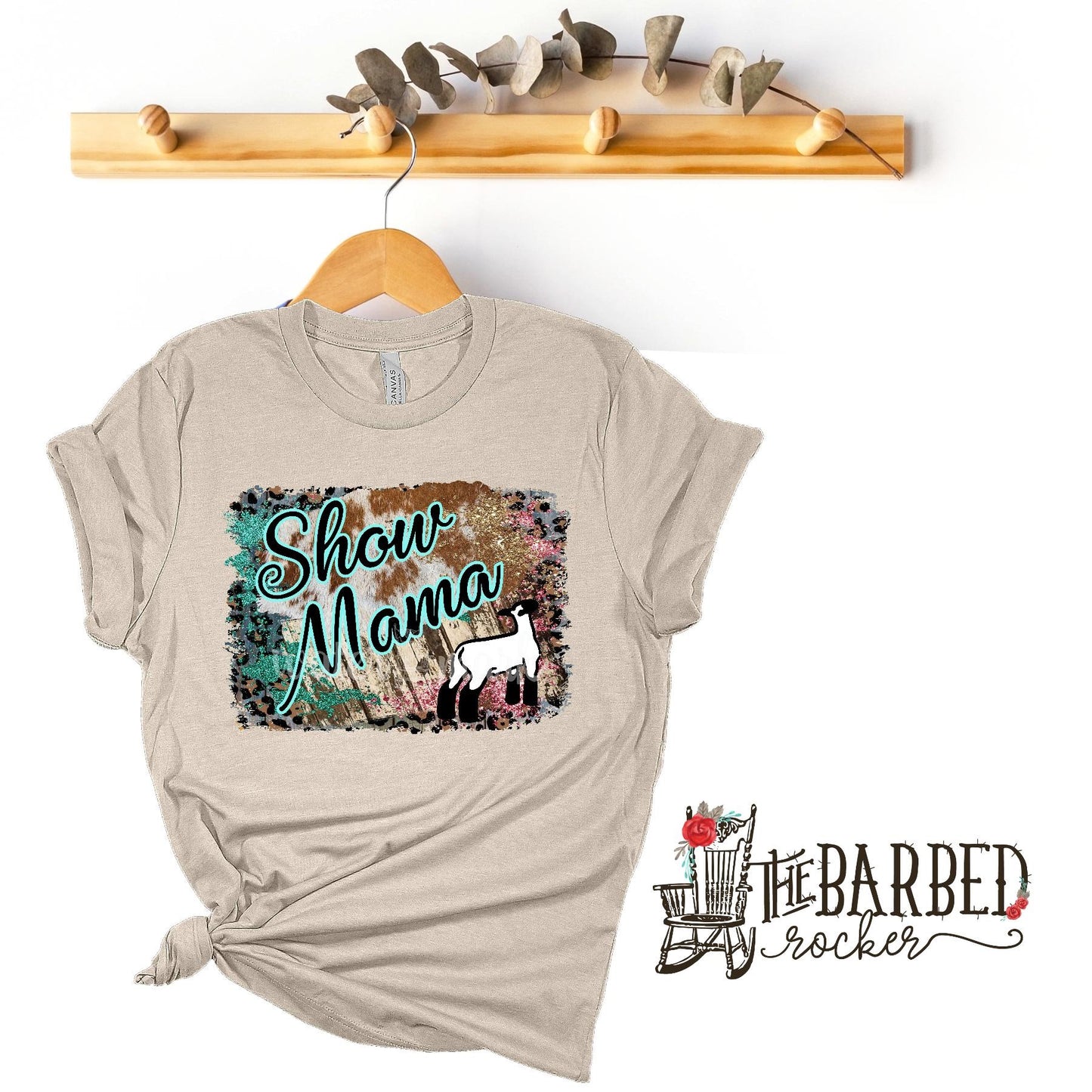 Turquoise and Pink "Show Mom Mamma Mama" Lamb Stockshow T-Shirt Show Girl