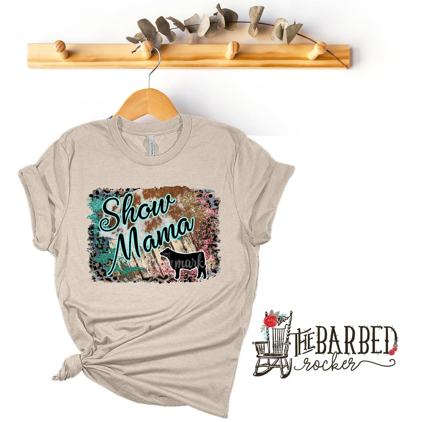 Turquoise and Pink "Show Mom Mamma Mama" Steer Stockshow T-Shirt Show Girl