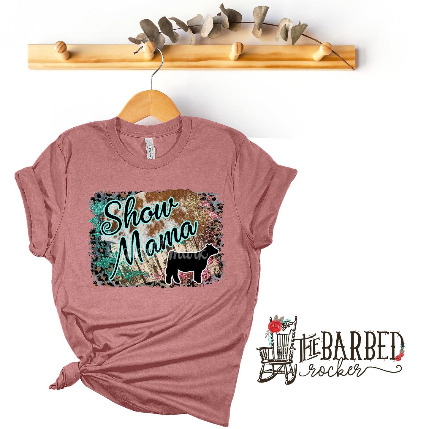 Turquoise and Pink "Show Mom Mamma Mama" Heifer Stockshow T-Shirt Show Girl
