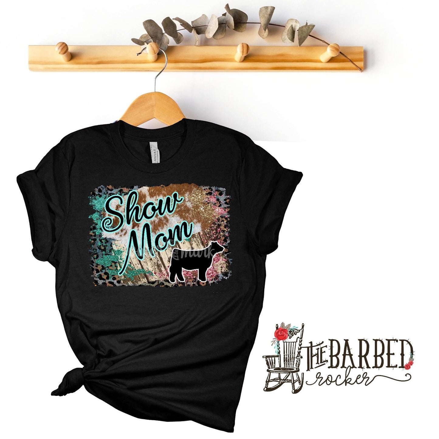 Turquoise and Pink "Show Mom Mamma Mama" Heifer Stockshow T-Shirt Show Girl