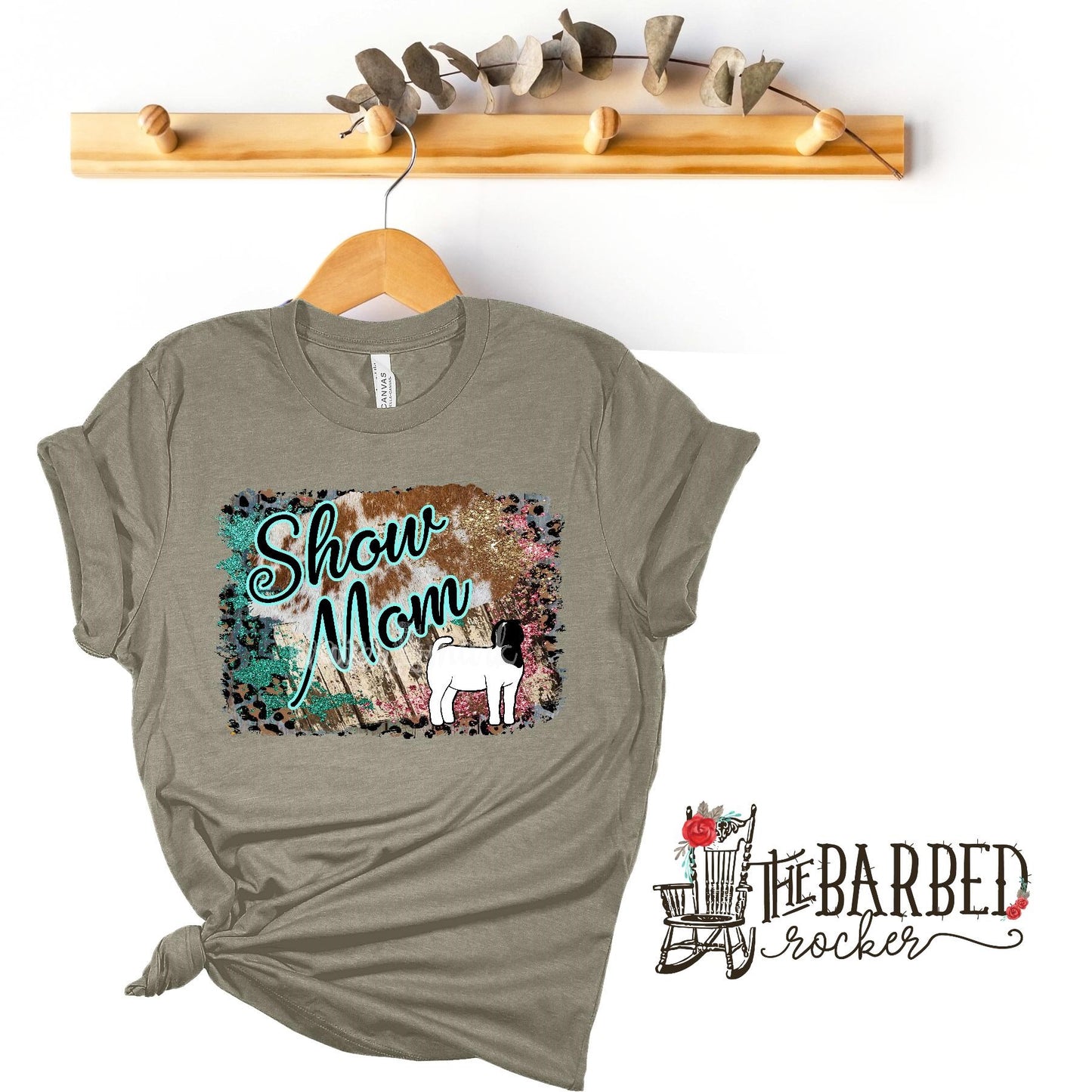 Turquoise and Pink "Show Mom Mamma Mama" Boer Goat Stockshow T-Shirt Show Girl