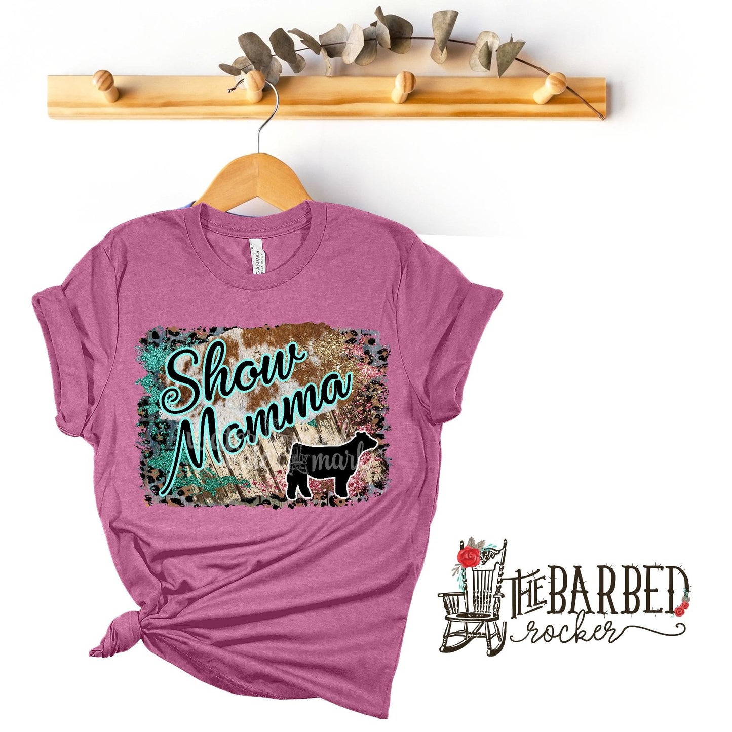 Turquoise and Pink "Show Mom Mamma Mama" Heifer Stockshow T-Shirt Show Girl
