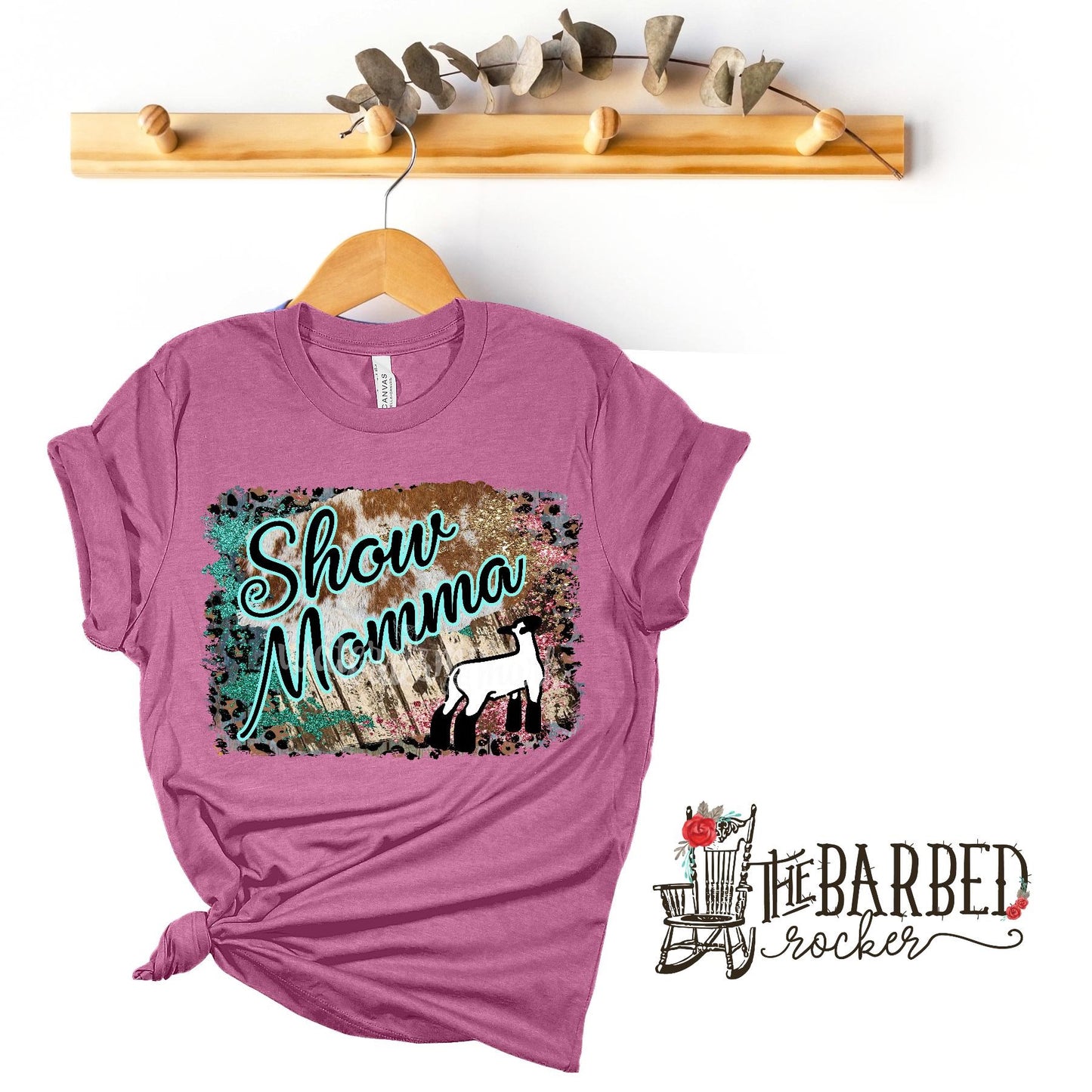 Turquoise and Pink "Show Mom Mamma Mama" Lamb Stockshow T-Shirt Show Girl