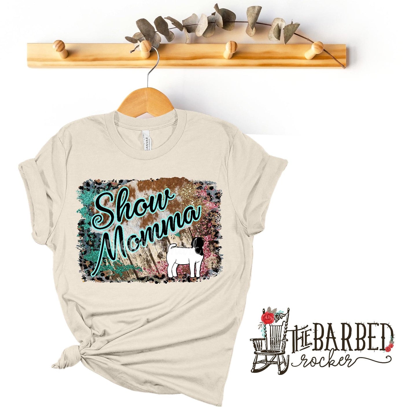 Turquoise and Pink "Show Mom Mamma Mama" Boer Goat Stockshow T-Shirt Show Girl