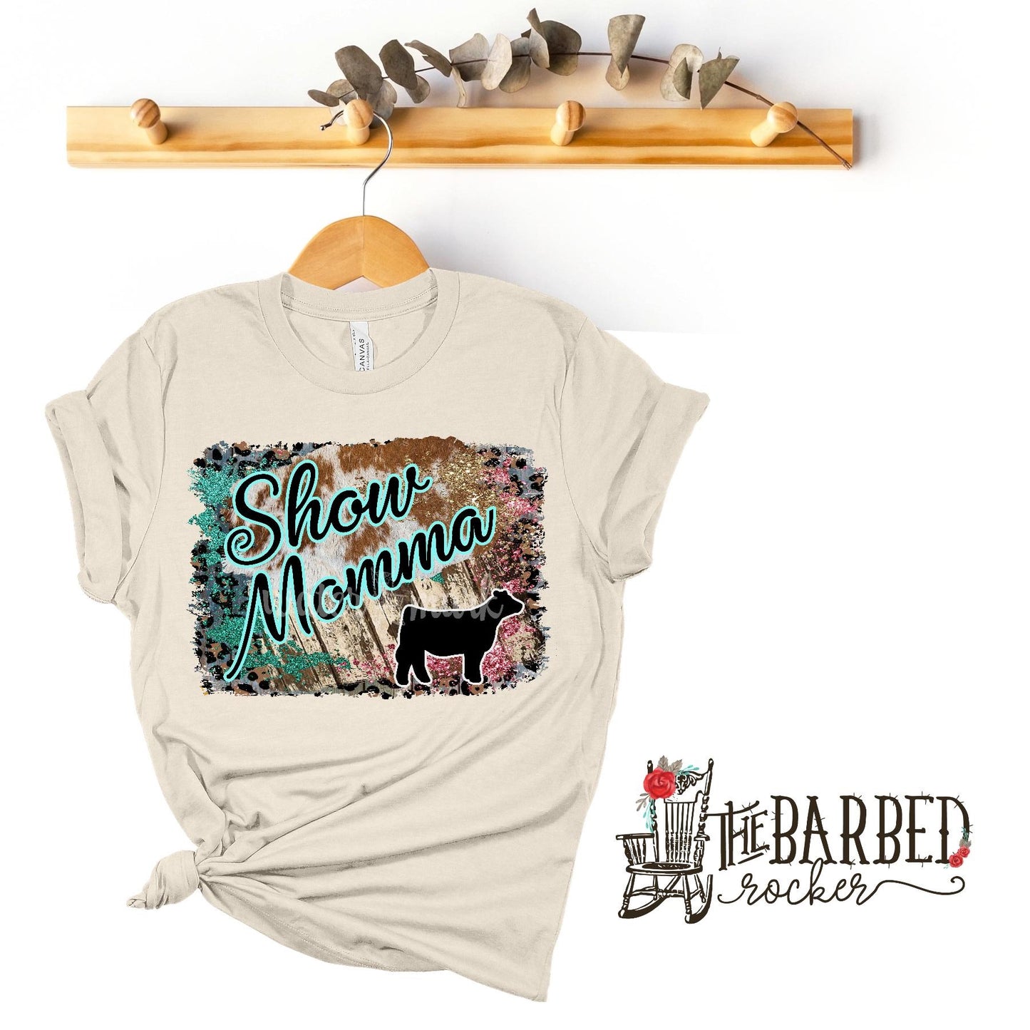 Turquoise and Pink "Show Mom Mamma Mama" Heifer Stockshow T-Shirt Show Girl