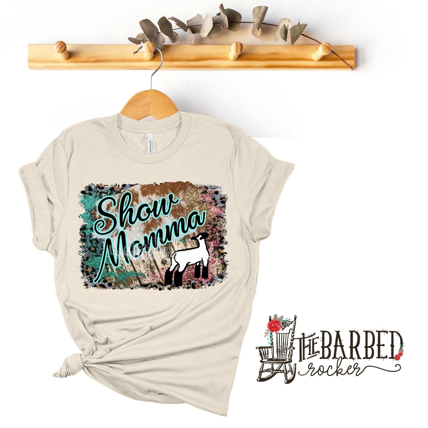Turquoise and Pink "Show Mom Mamma Mama" Lamb Stockshow T-Shirt Show Girl