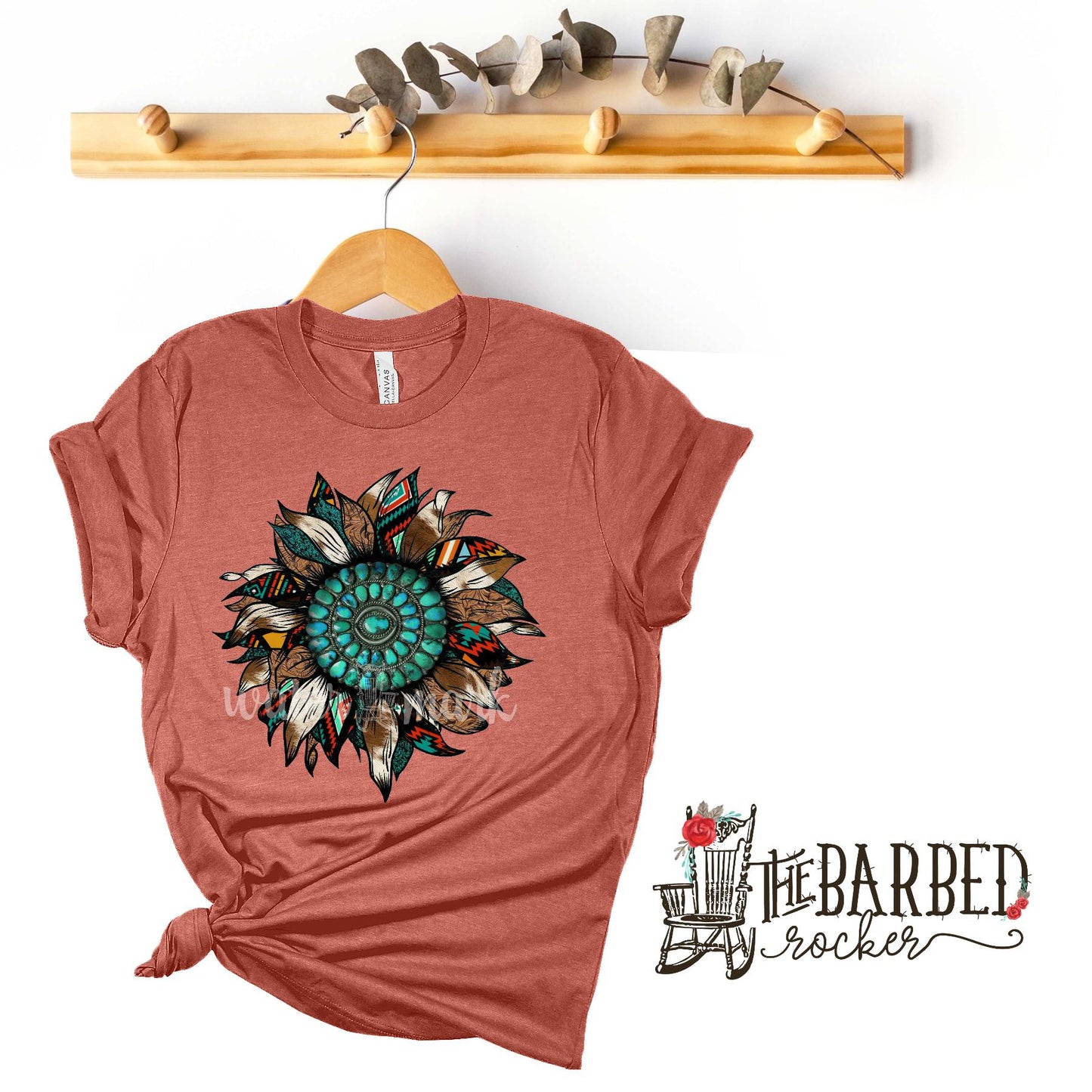Western Sunflower T-Shirt Leopard Turquoise Cheetah Cowhide Women's Casual Shirt