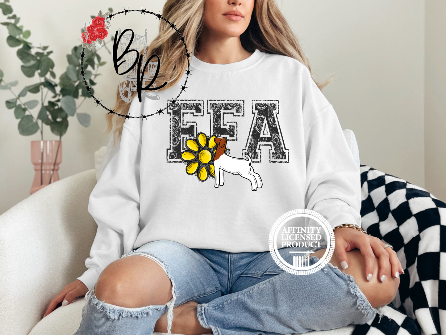 FFA Black Paisley with Goat Sweatshirt Crew