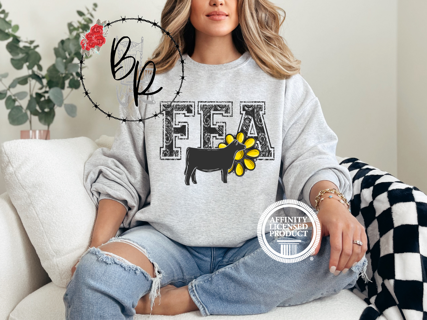 FFA Black Paisley with Heifer Sweatshirt Crew