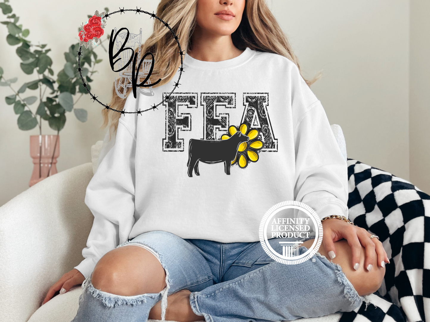 FFA Black Paisley with Heifer Sweatshirt Crew