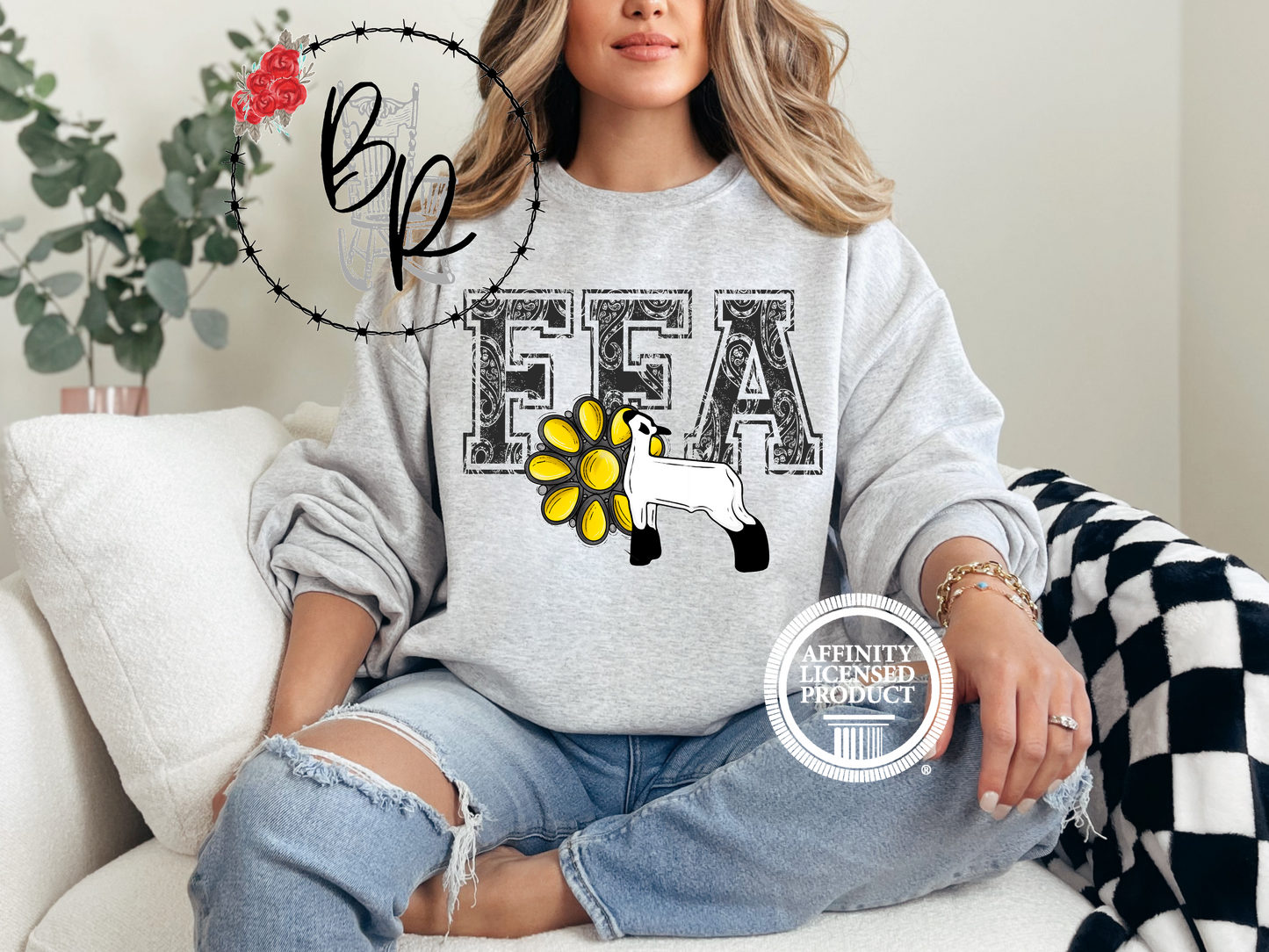 FFA Black Paisley with Lamb Sweatshirt Crew