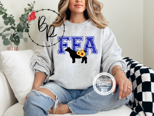 FFA Blue Paisley with Heifer Sweatshirt Crew