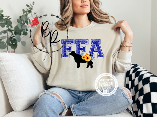 FFA Blue Paisley with Heifer Sweatshirt Crew