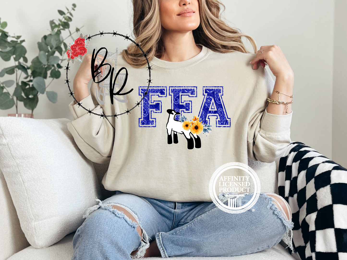 FFA Blue Paisley with Lamb Sweatshirt Crew
