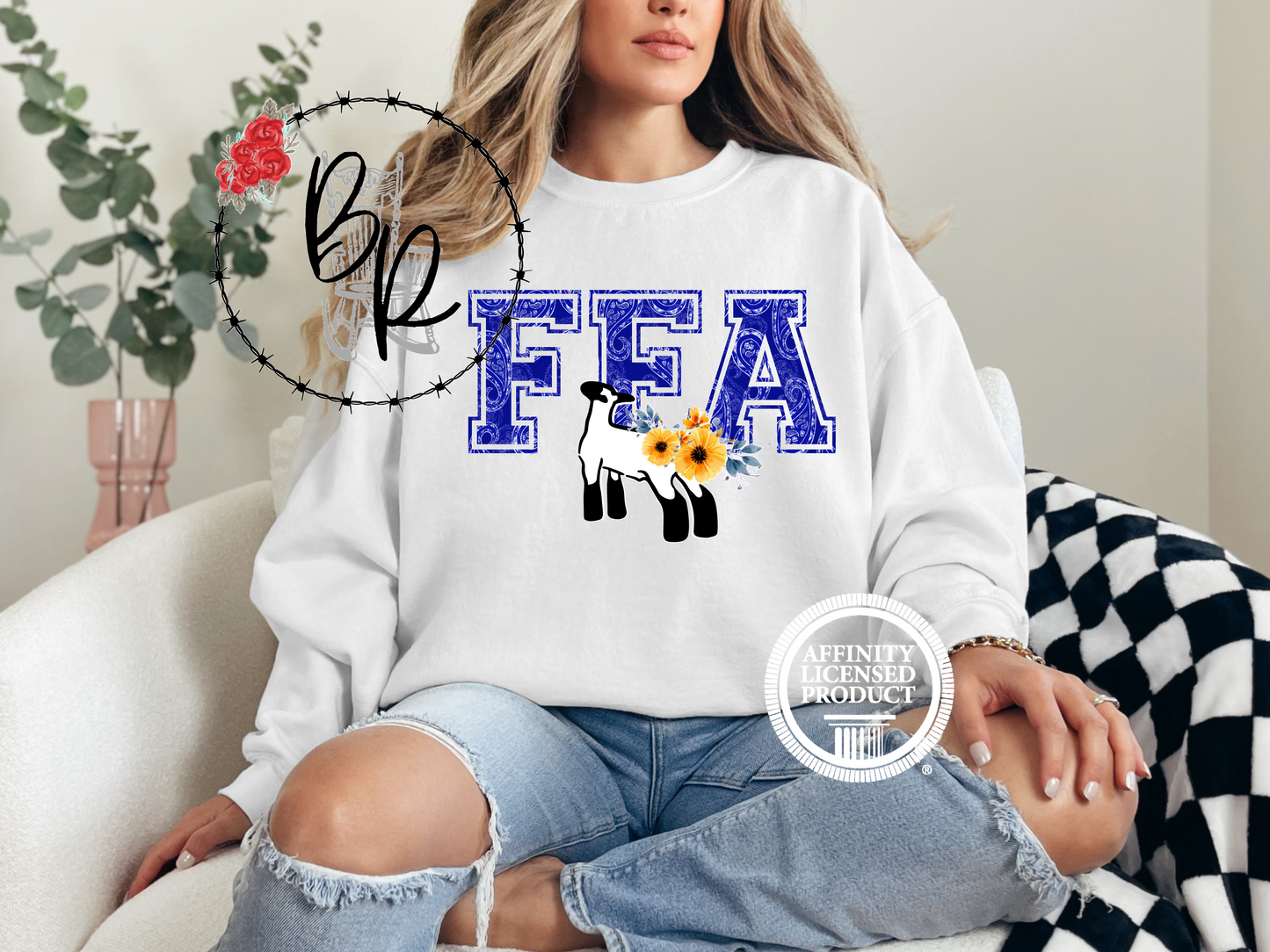 FFA Blue Paisley with Lamb Sweatshirt Crew