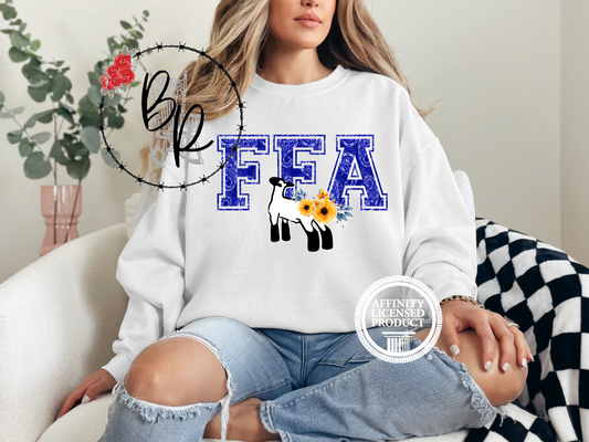 FFA Blue Paisley with Lamb Sweatshirt Crew