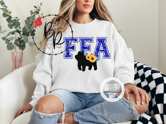 FFA Blue Paisley with Pig Sweatshirt Crew
