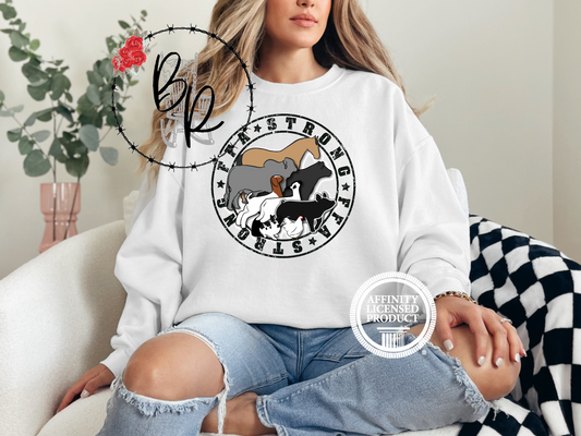 FFA Strong Round Black with Multiple Animals Sweatshirt Crew