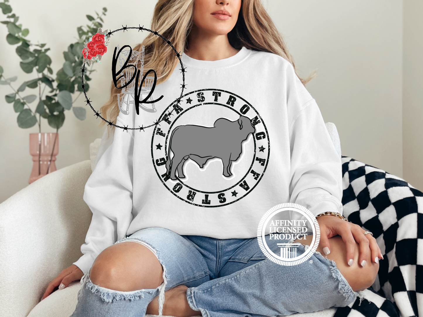 FFA Strong Round Black with Brahman Sweatshirt Crew