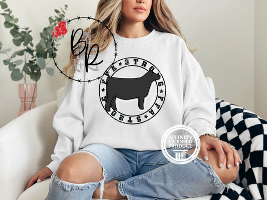 FFA Strong Round Black with Heifer Sweatshirt Crew