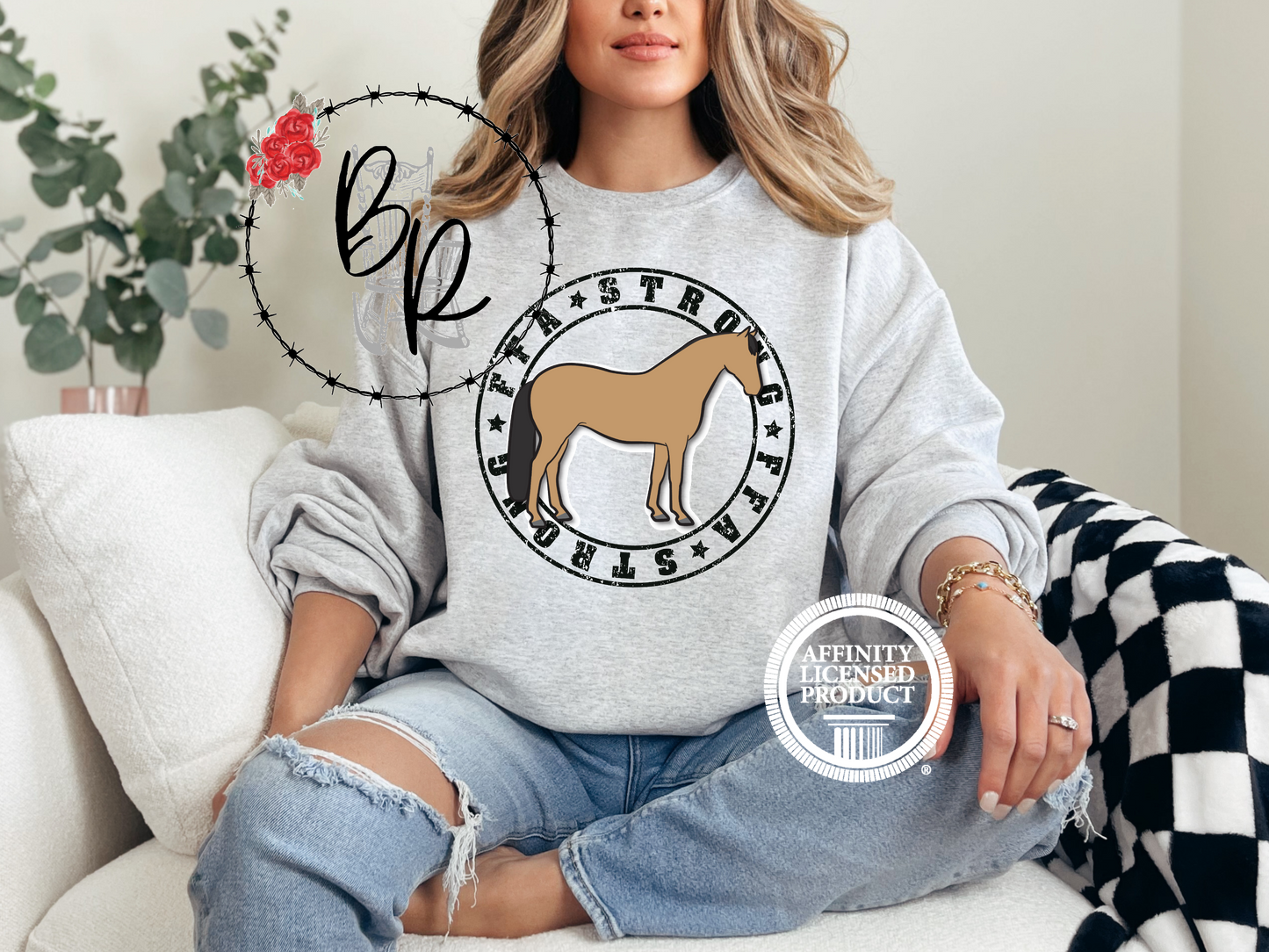 FFA Strong Round Black with Horse Sweatshirt Crew