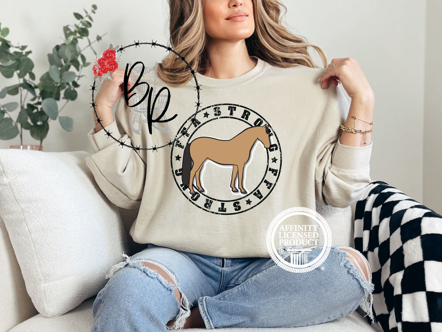 FFA Strong Round Black with Horse Sweatshirt Crew