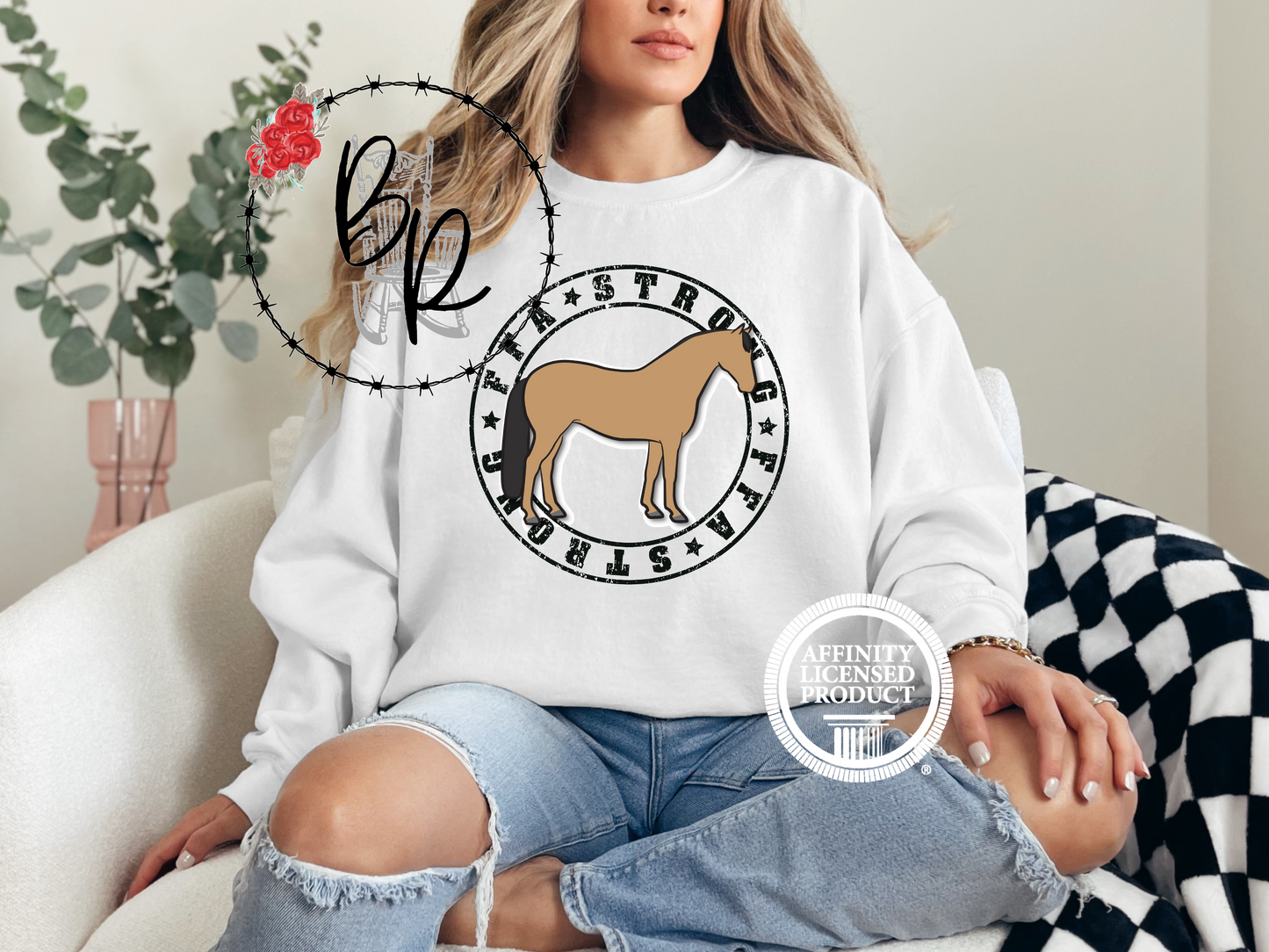 FFA Strong Round Black with Horse Sweatshirt Crew