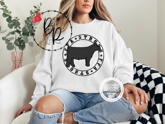FFA Strong Round Black with Steer Sweatshirt Crew