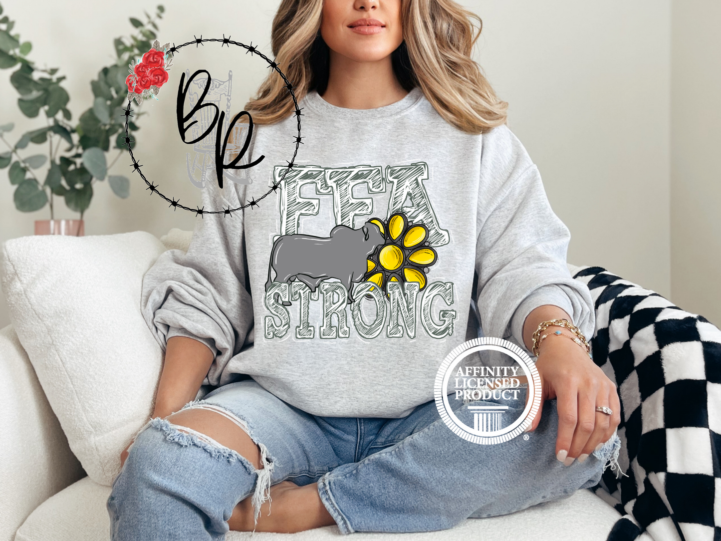 FFA Strong Yellow Blossom with Brahman Sweatshirt Crew