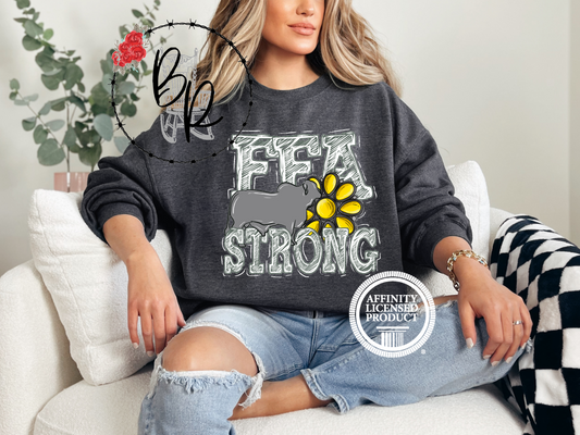FFA Strong Yellow Blossom with Brahman Sweatshirt Crew