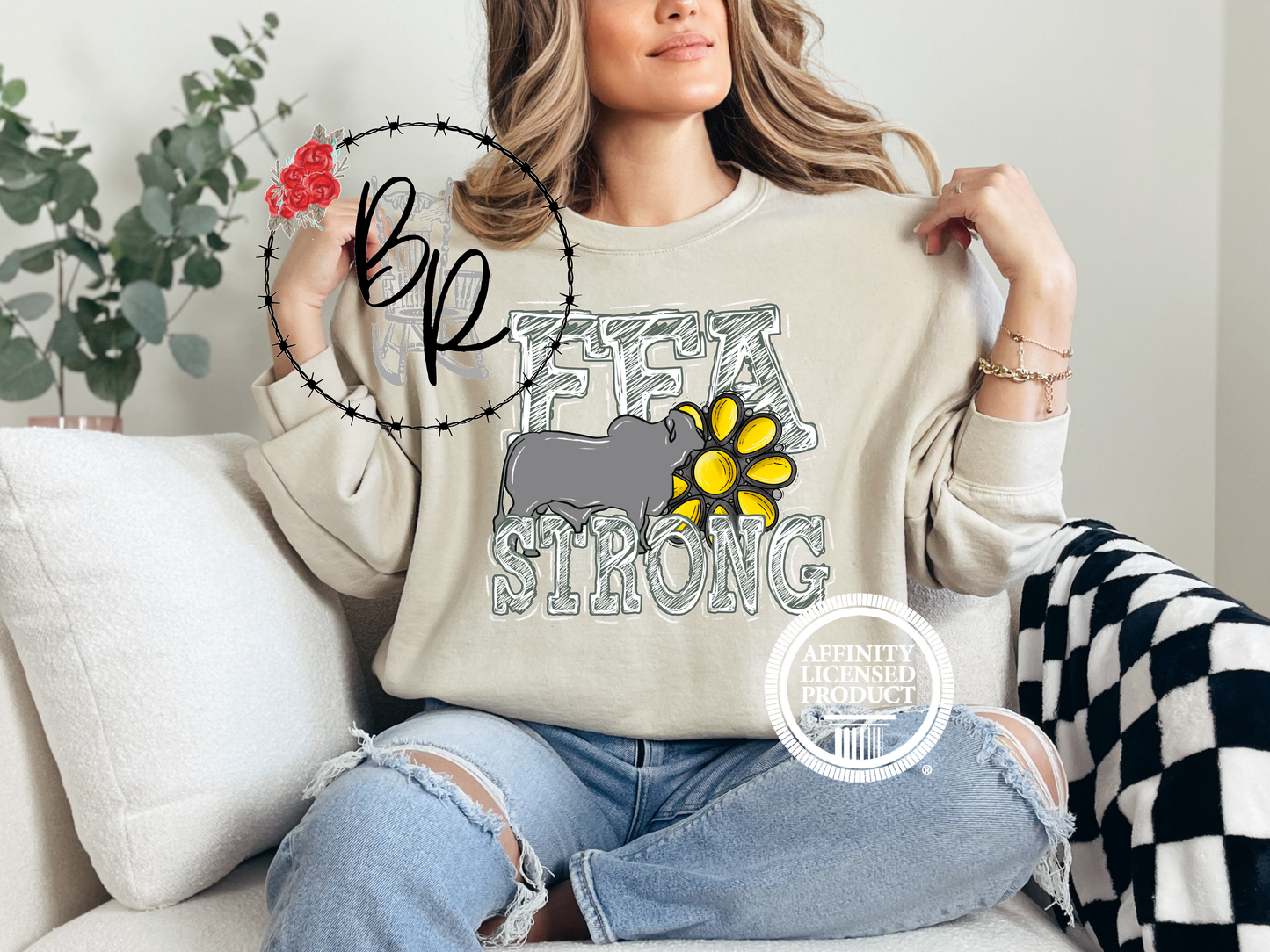 FFA Strong Yellow Blossom with Brahman Sweatshirt Crew